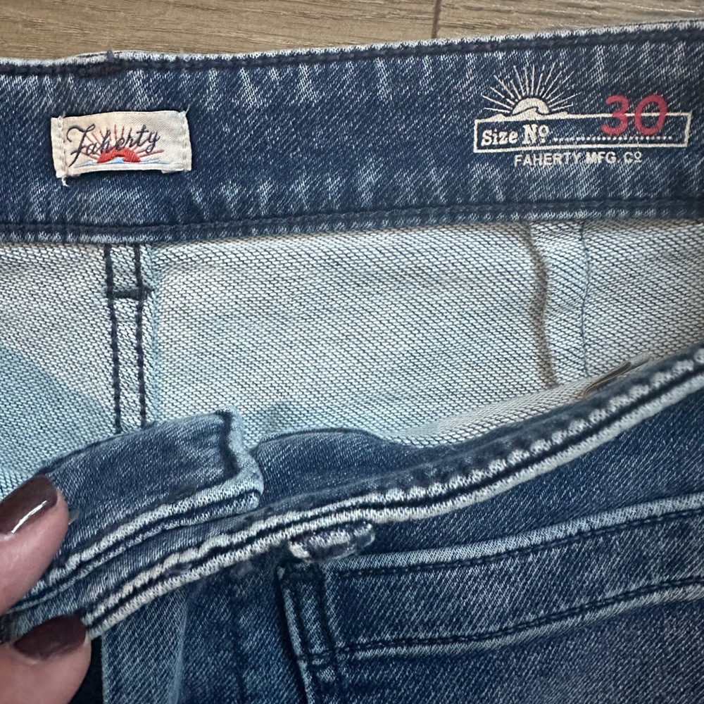 Faherty Medium Blue High-Rise Straight Jeans - Picture 3 of 5